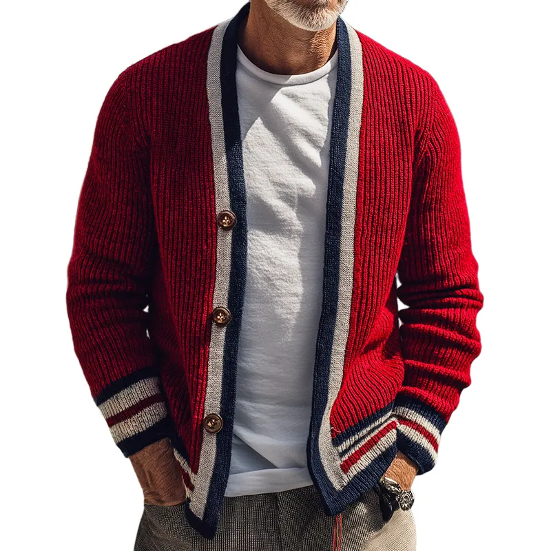 Ribbed Button Knit Cardigan