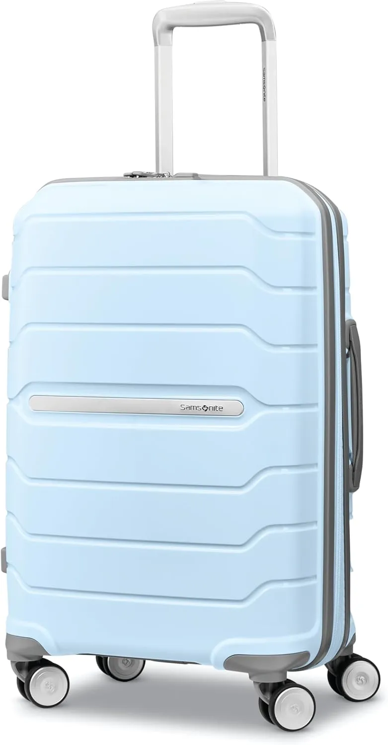 Samsonite Freeform Hardside Carry-On Luggage with Spinner Wheels - Hardshell Suitcase - TSA, Airline-Approved - Expandable Hard Shell, Smooth Rolling Wheels for Lightweight Travel - White/Grey