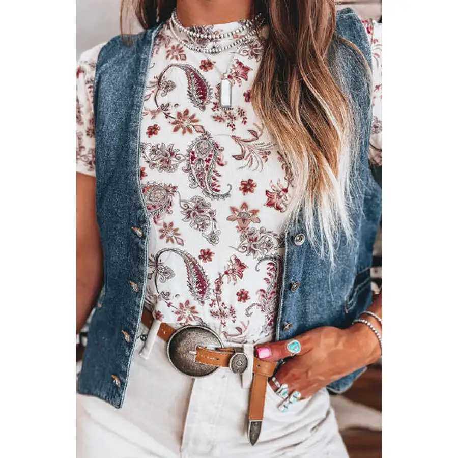 Paisley Mock Neck T Shirt