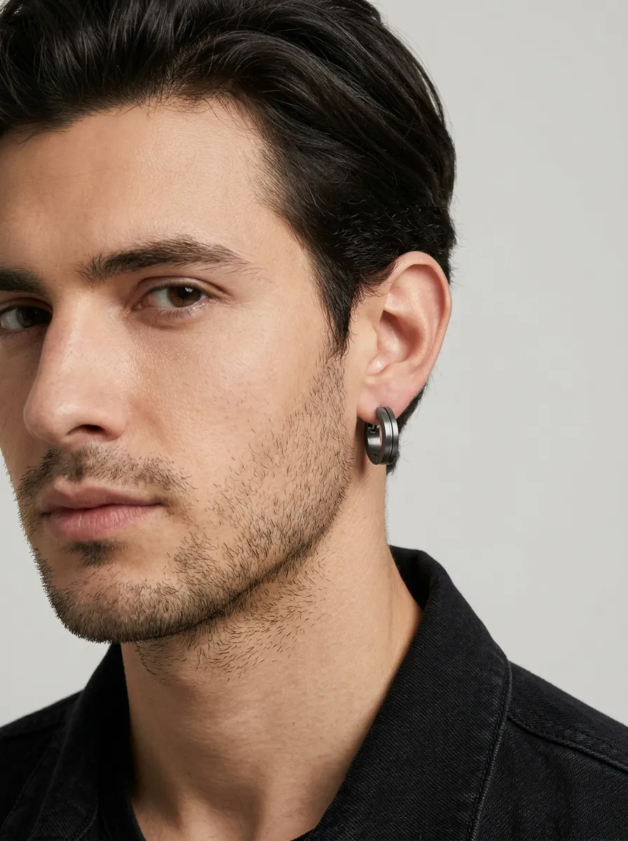 Men's Modern Stainless Steel Hoop Earring