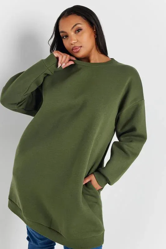 Khaki Green Sweatshirt Dress