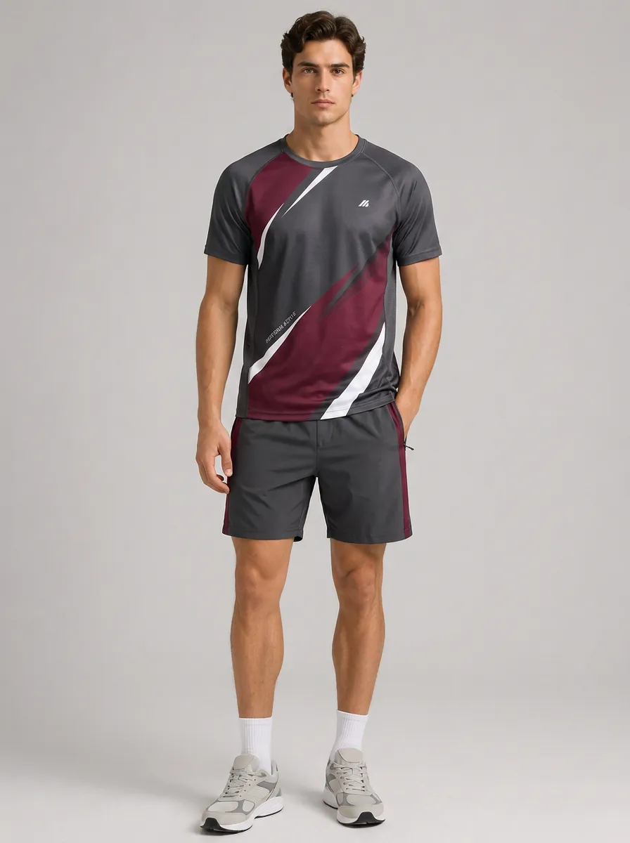 Men's Sporty Activewear Geometric Printed Matching Set