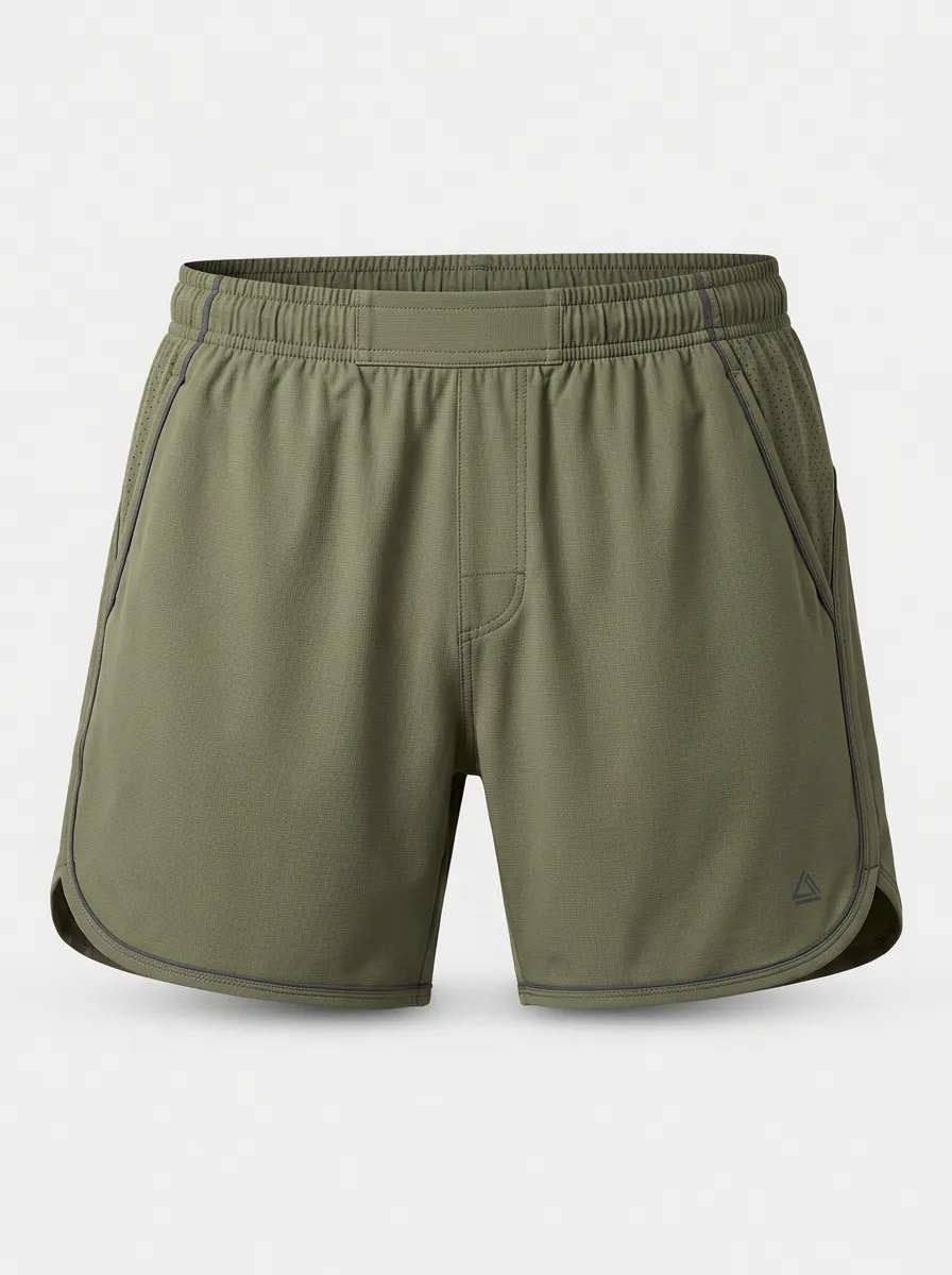 Men's Athletic Training Olive Green Breathable Mesh Running Shorts