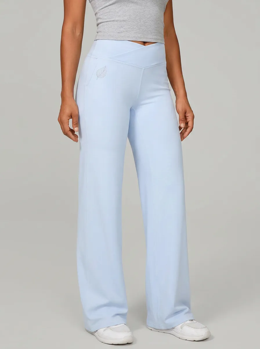 Women's Casual Leaf Print Mid-Rise High-Stretch Straight-Leg Pants