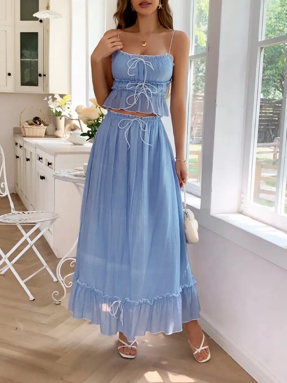 Square Neck Ruched Coordinated Set