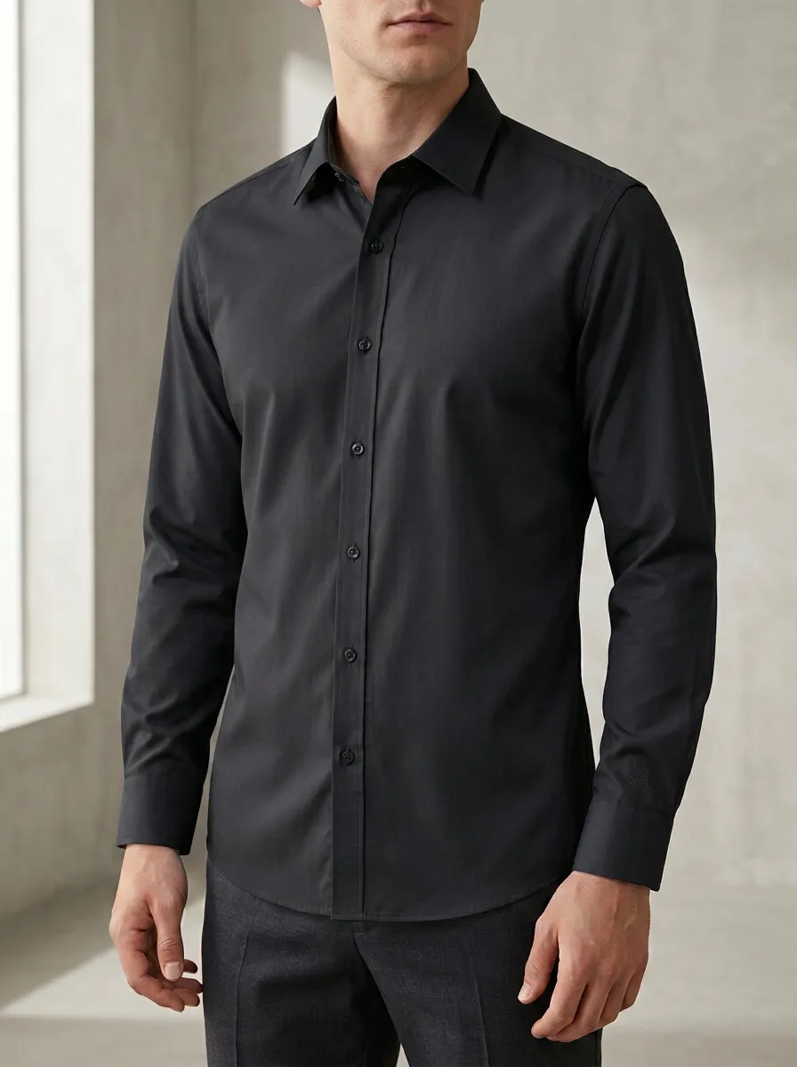 Men's Non-Iron Cotton Light Blue Long Sleeve Dress Shirt