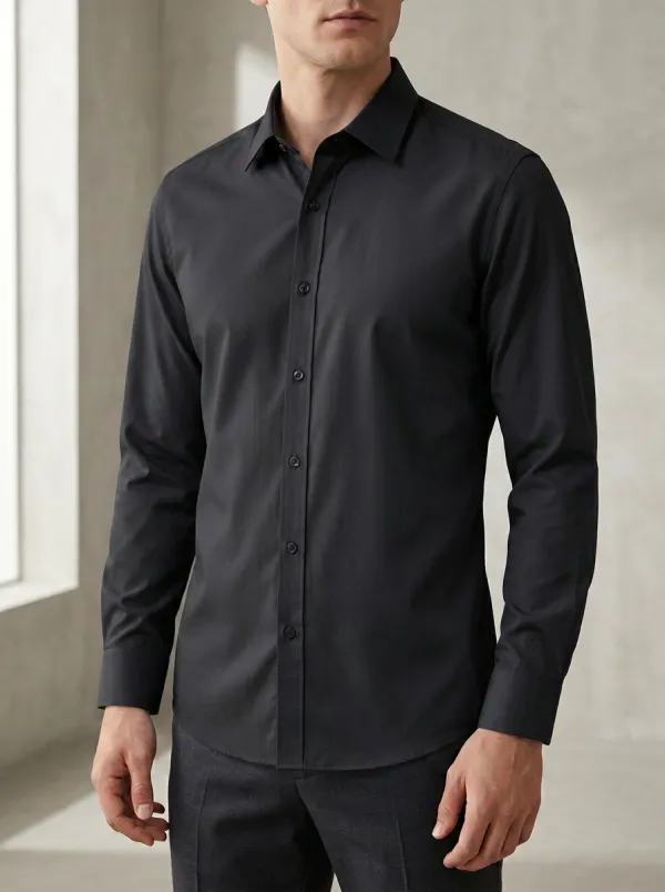 Men's Non-Iron Cotton Light Blue Long Sleeve Dress Shirt