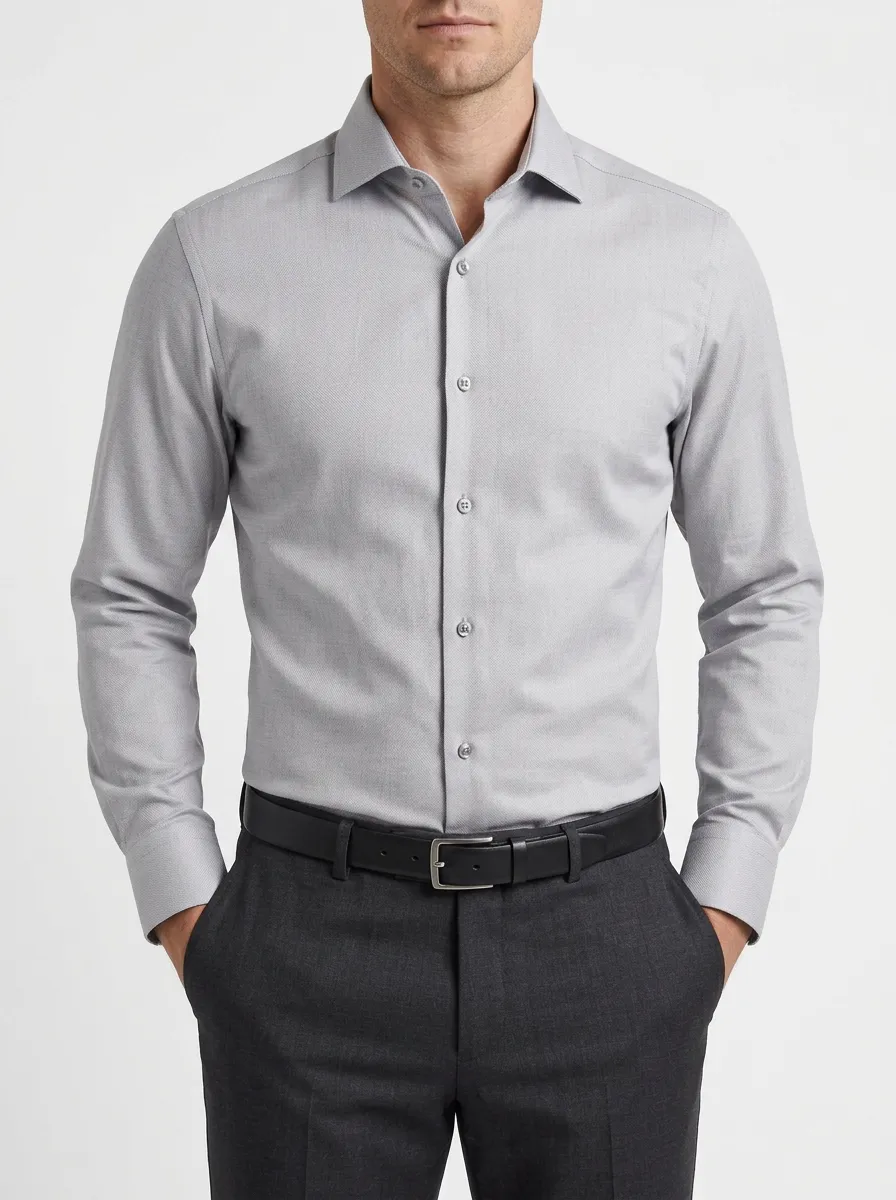 Men's Distinctive Long-Sleeve Solid Dress Shirt