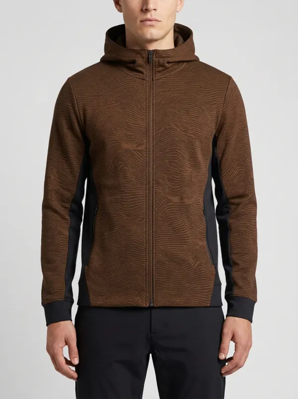 Men's Wavy Pattern Graphic Full-Zip Hoodie