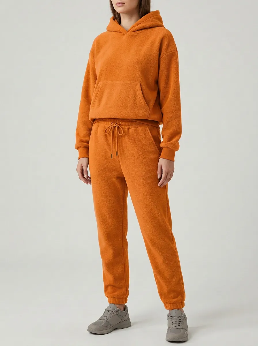 Women's Structured-Hood Fleece Hoodie And Ribbed-Cuff Jogger Set