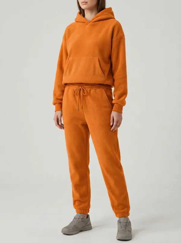 Women's Structured-Hood Fleece Hoodie And Ribbed-Cuff Jogger Set