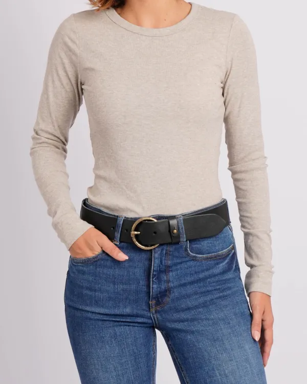 Vintage Round Buckle Leather Waist Belt