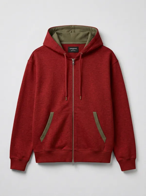 Everyday Zip-Up Minimalist Contrast Detail Edit Men's Hoodie
