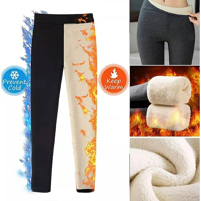 3Pack Women's Fleece Pants Tights Leggings Fleece lined  High Waist Tights Casual / Sporty Athleisure Weekend Yoga Micro-elastic Ankle-Length Tummy Control