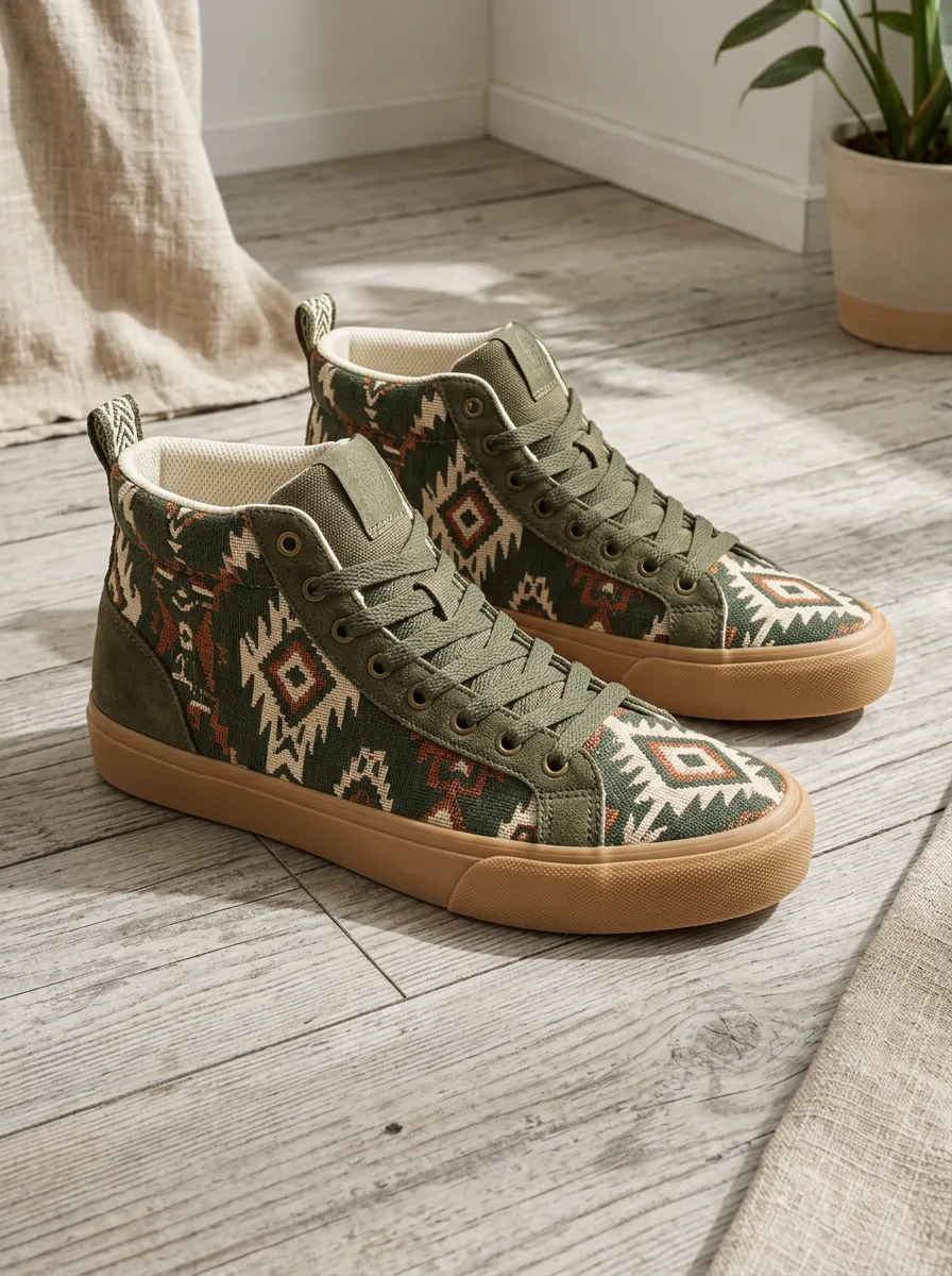 Women's Boho Tribal Pattern Modern Edit High-Top Skate Shoes