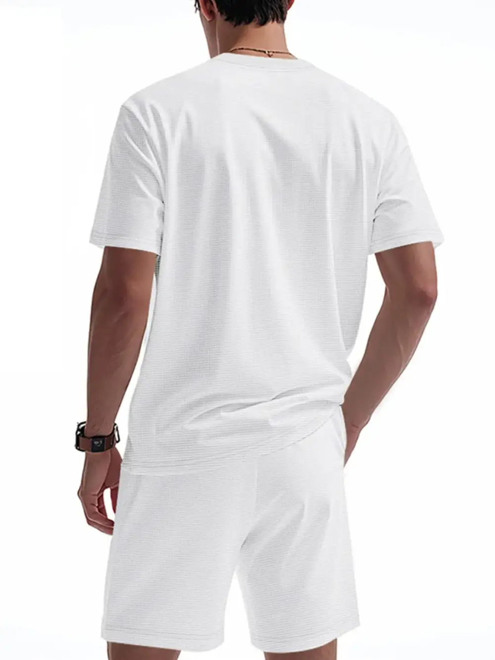 Short Sleeve Round Neck Top And Shorts Set