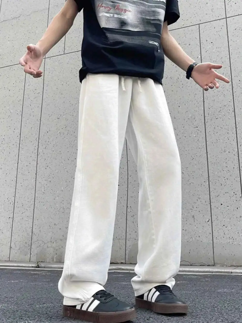 Modern Drawstring Wide Leg Pants