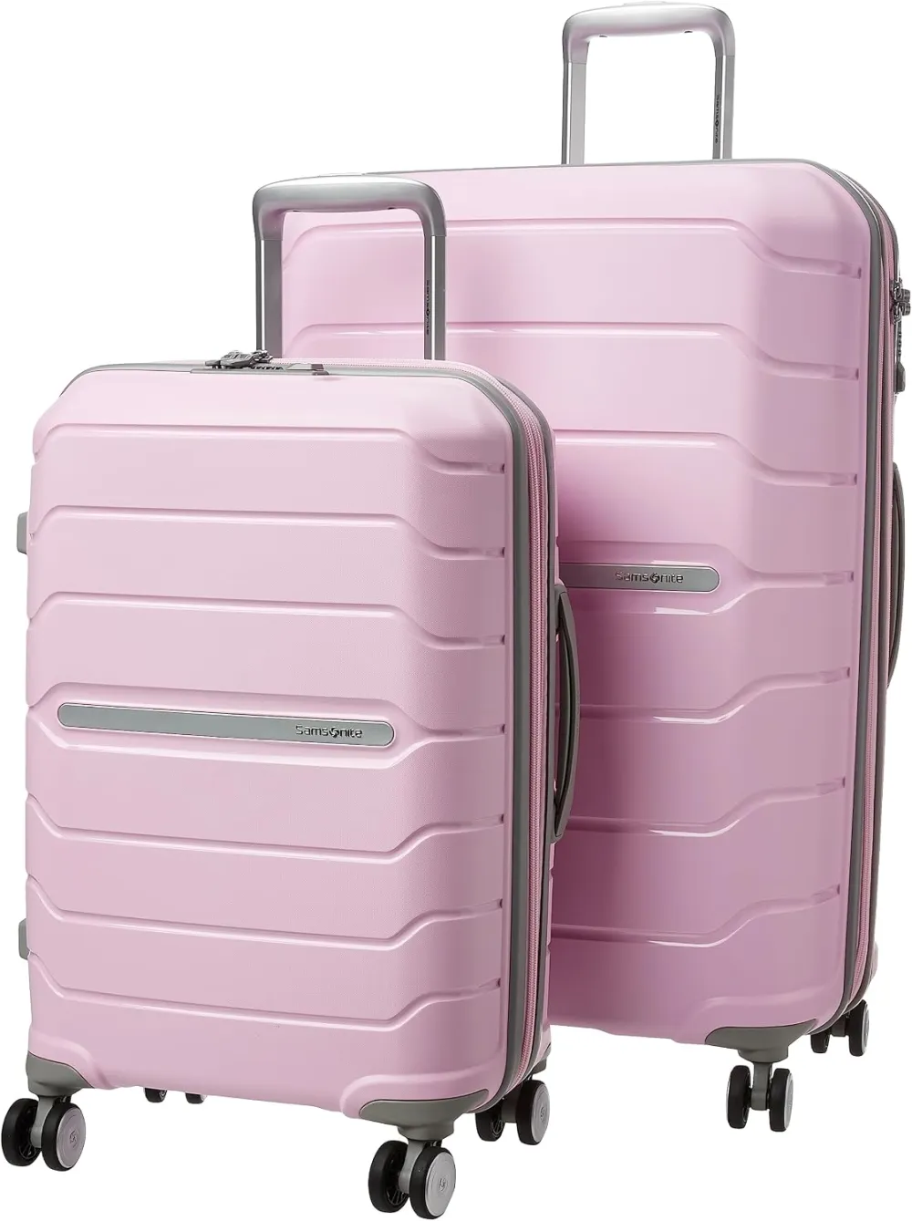 Samsonite Freeform Hardside Carry-On Luggage with Spinner Wheels - Hardshell Suitcase - TSA, Airline-Approved - Expandable Hard Shell, Smooth Rolling Wheels for Lightweight Travel - White/Grey