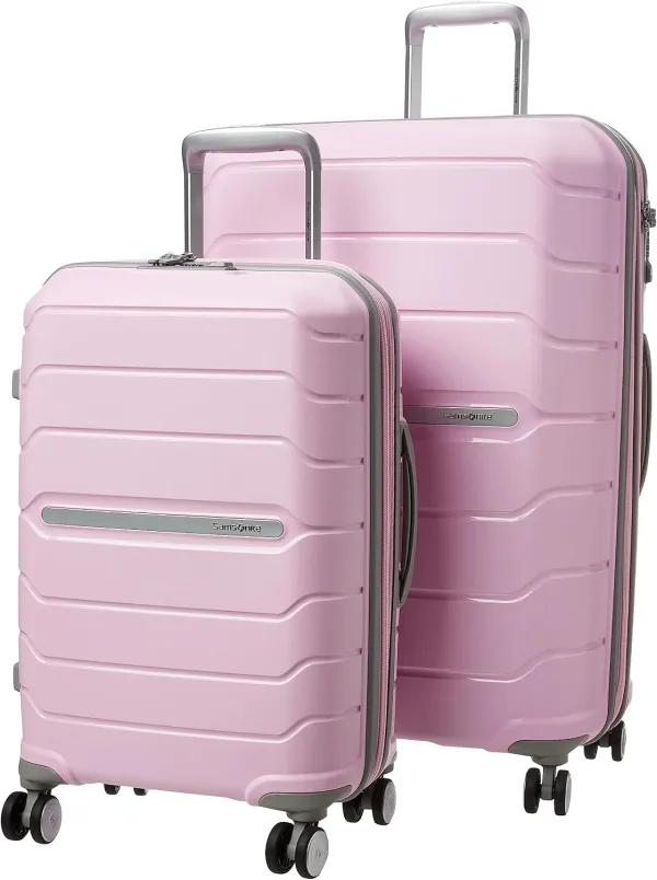 Samsonite Freeform Hardside Carry-On Luggage with Spinner Wheels - Hardshell Suitcase - TSA, Airline-Approved - Expandable Hard Shell, Smooth Rolling Wheels for Lightweight Travel - White/Grey