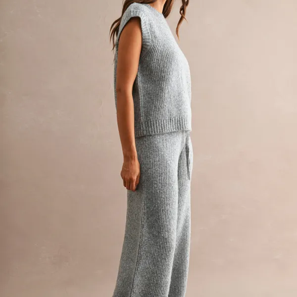 Ribbed Knit Top & Pants Set