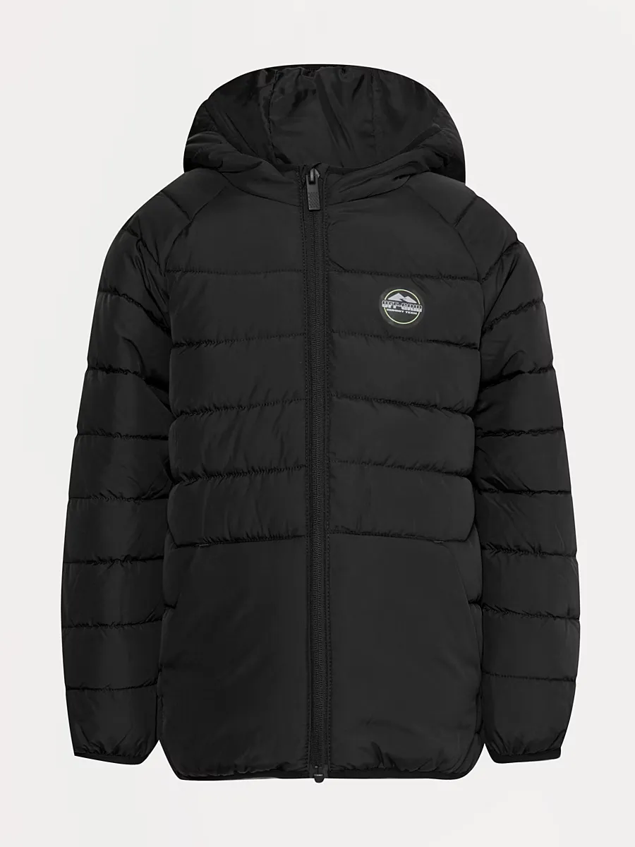 Black Midweight Hooded Padded Jacket