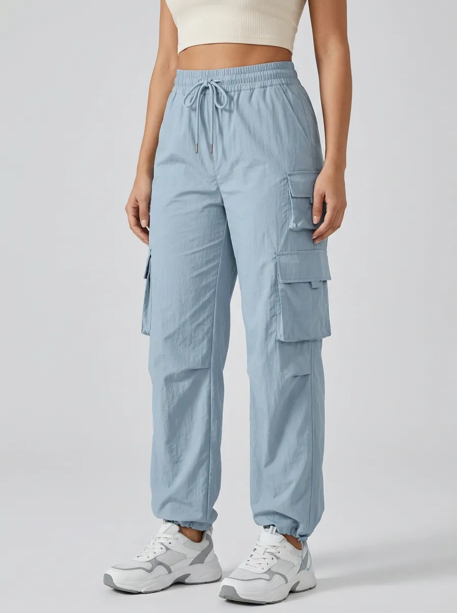 Drawstring Elastic-Waist Breathable Breathable Cargo Pants