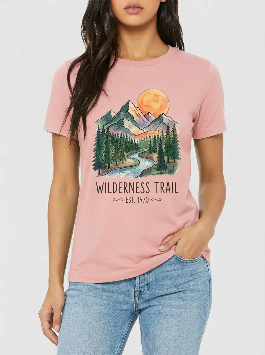 Women's Wilderness Trail Nature Hiking Graphic T-Shirt