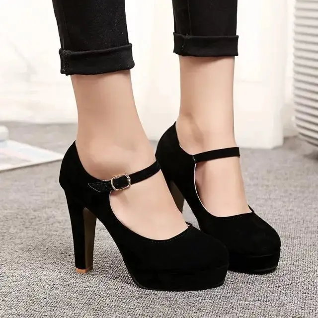 Buckle Strap Mary Jane Chunky Heel Everyday High Heels