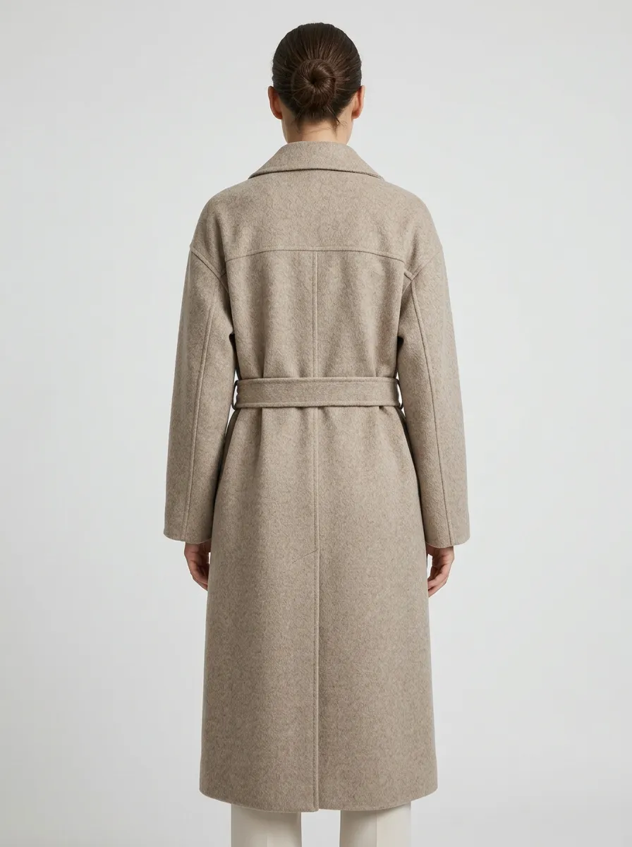 Clean-Line Belted Wool Coat