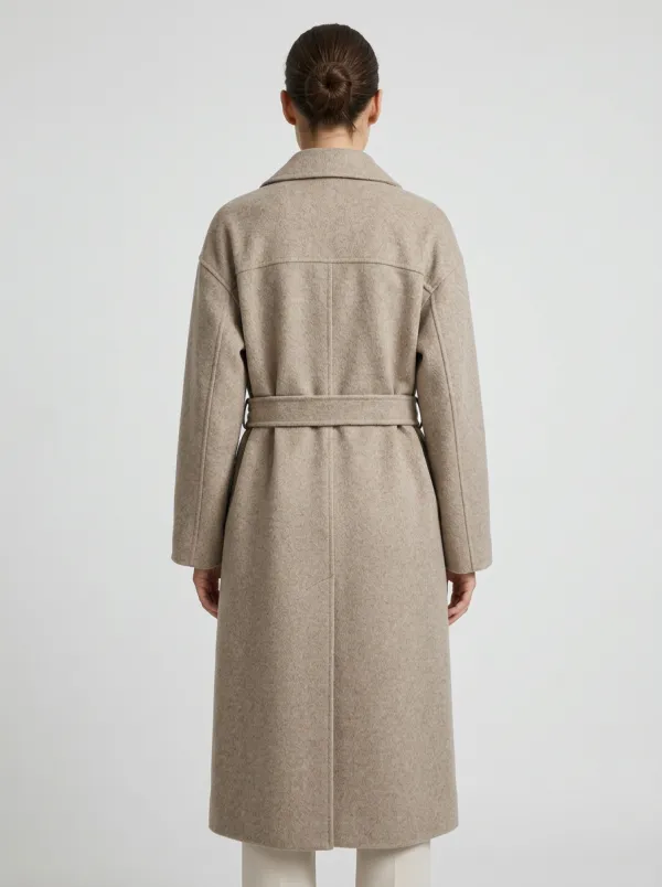 Clean-Line Belted Wool Coat