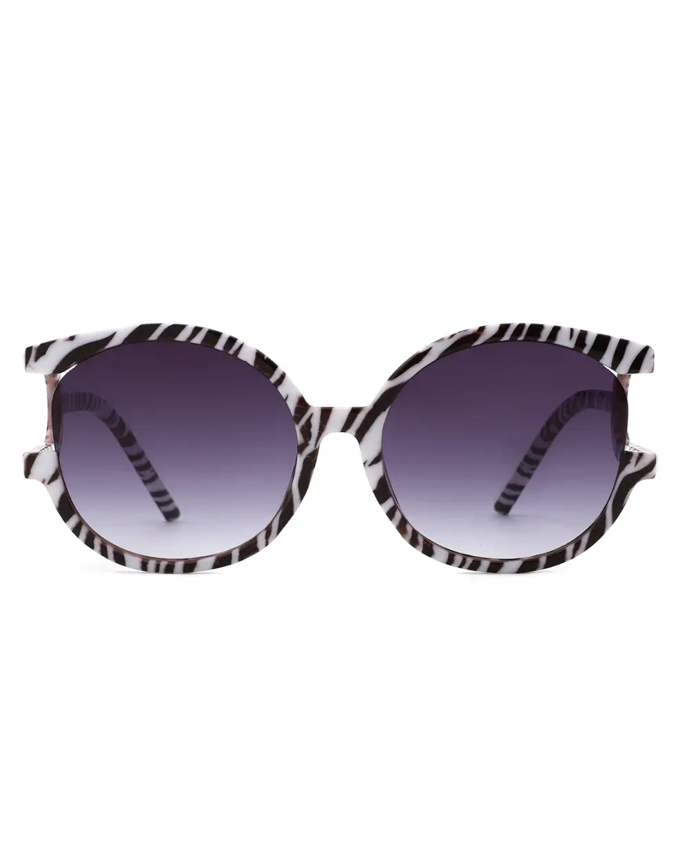 Textured Round Frame Sunglasses