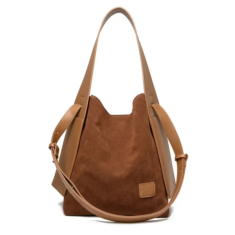 Structured Commuter Suede Tote Bag