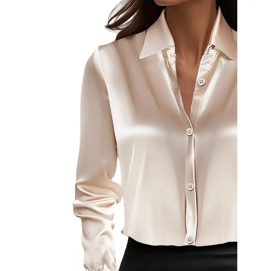 Full Size Button Down Collared Neck Long Sleeve Shirt Plus Size