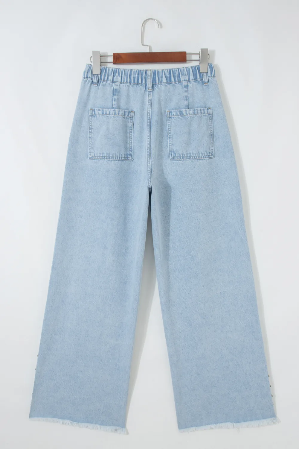 Light Blue Studded Wide Leg Jeans