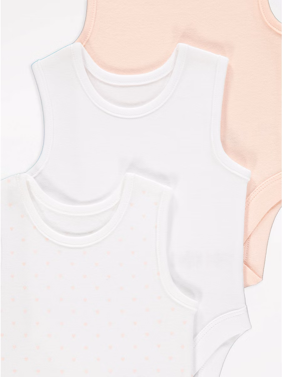 Pink Sleeveless Bodysuits 3 Pack detail 1