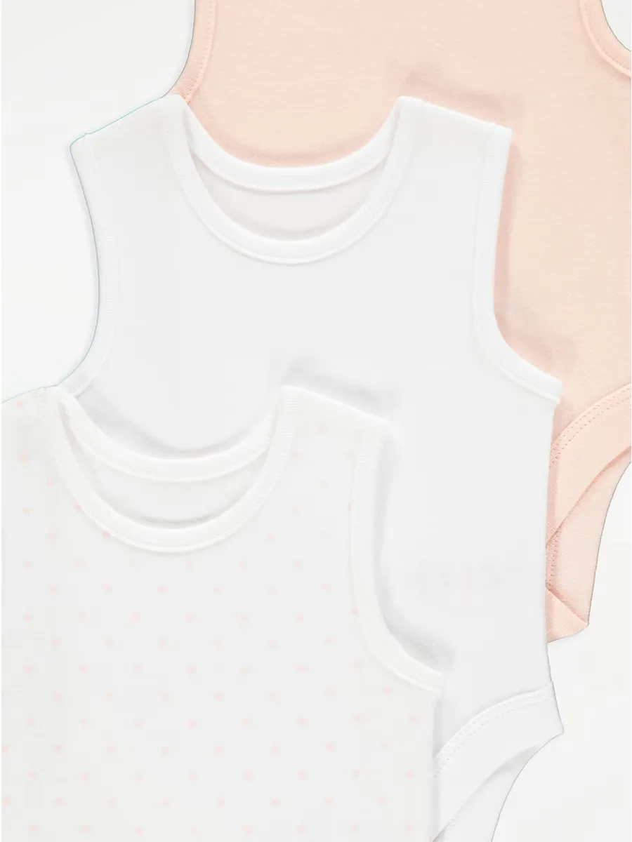 Pink Sleeveless Bodysuits 3 Pack