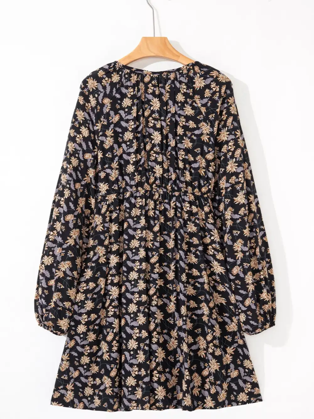 Floral V Neck Smocked Dress Casual