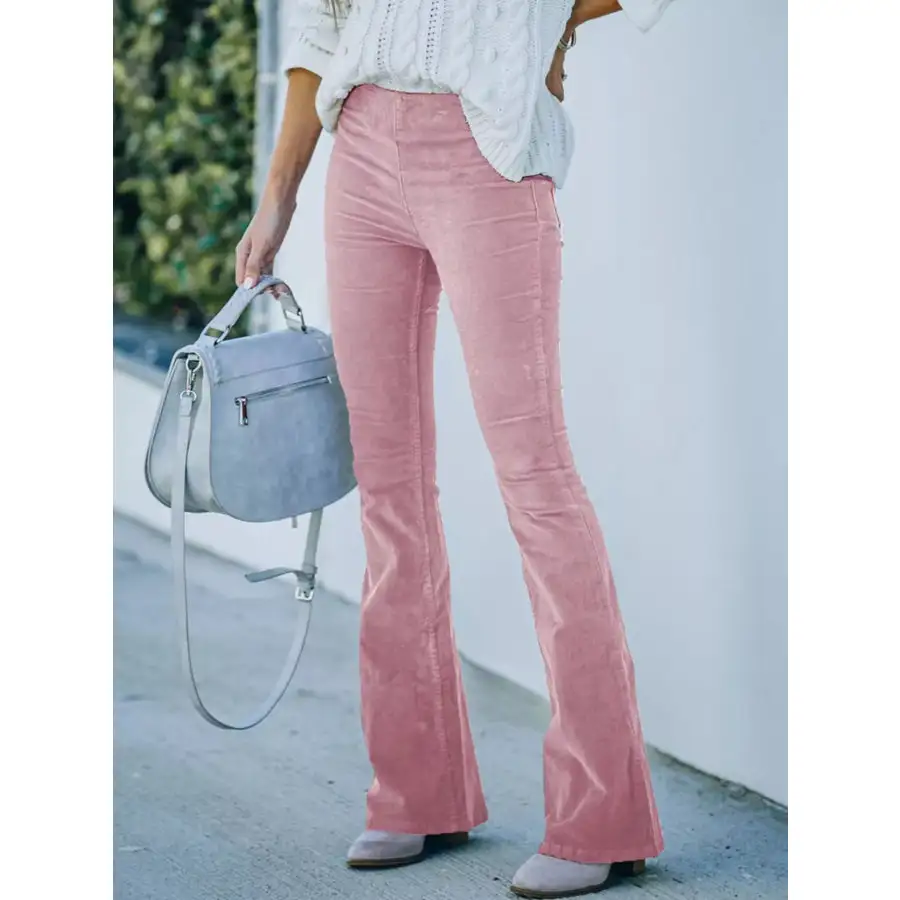 Full Size Corduroy Flare Pants Plus Size