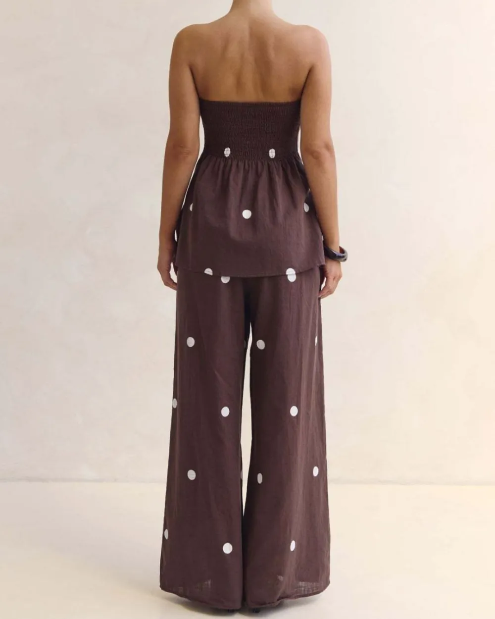 Strapless Polka Dot Top and Pants Set
