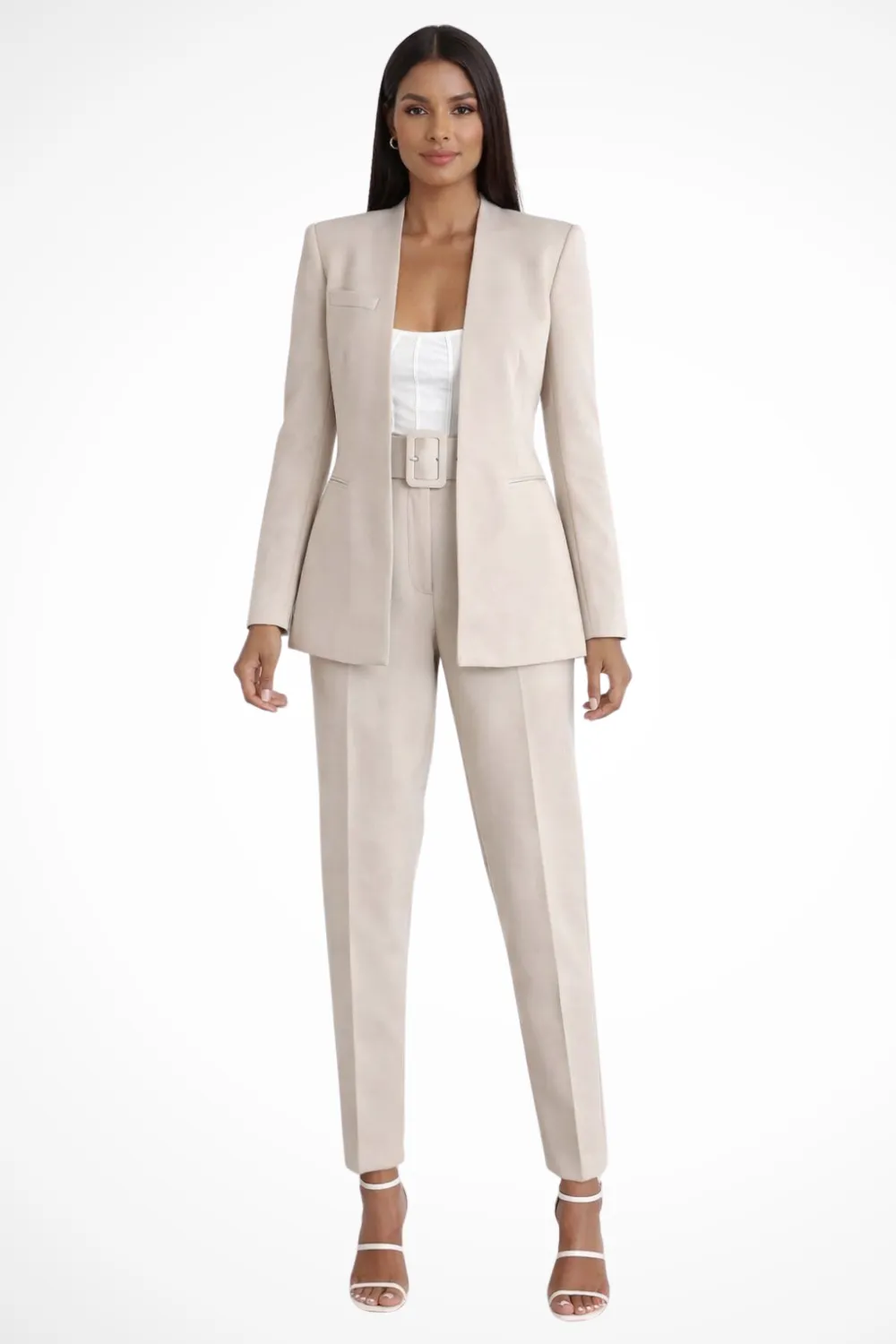  Tailored Blazer Wide Leg Pants Suit Set