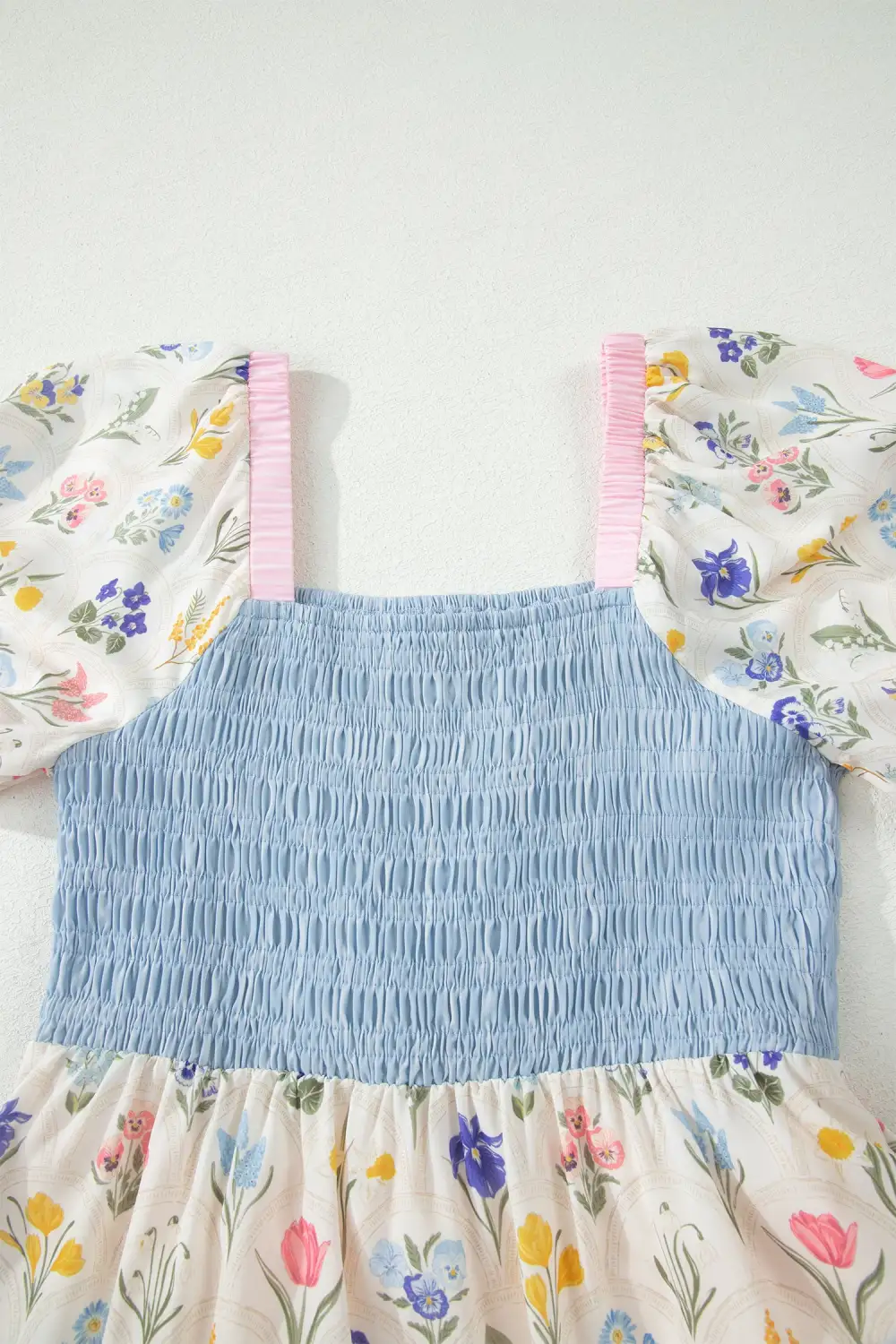 Floral Striped Square Neck Dress Casual