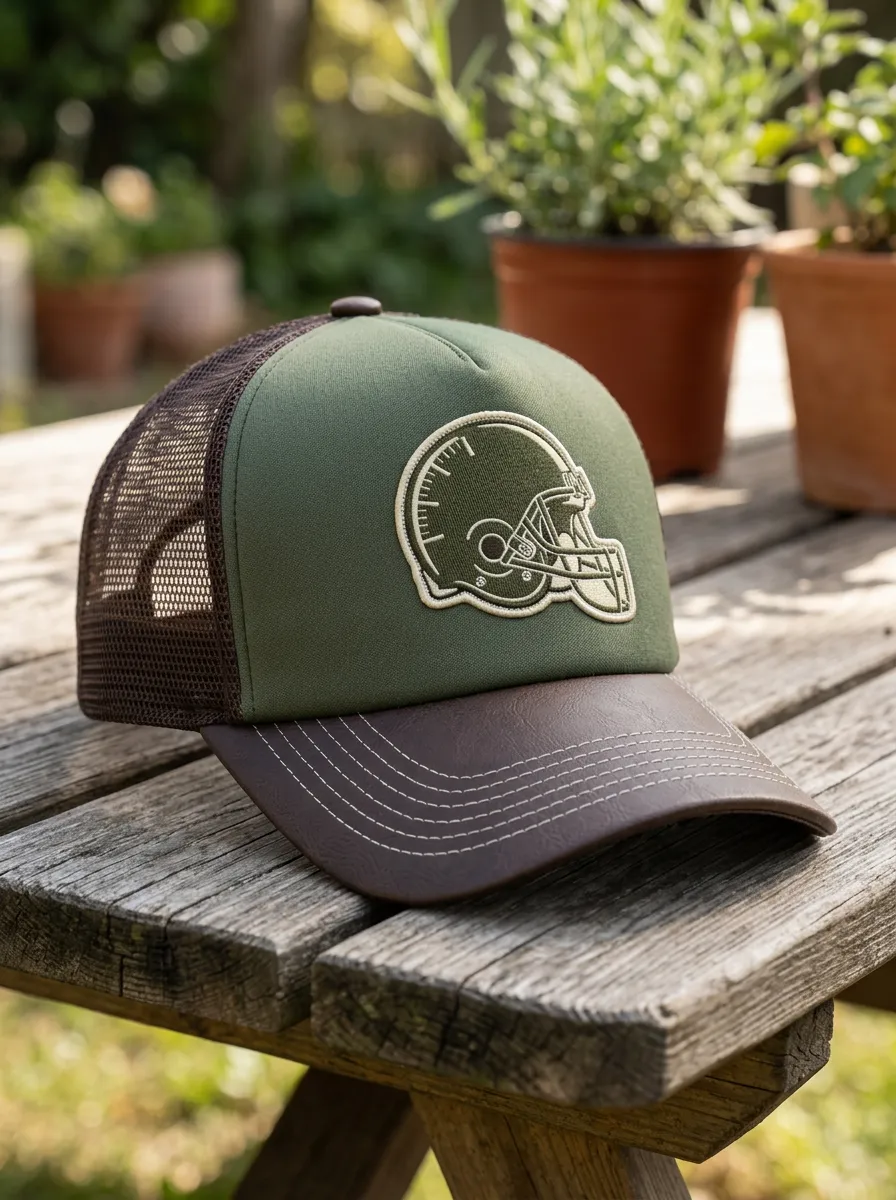 Men's Classic Football Fan American Helmet Embroidered Mesh Trucker Cap