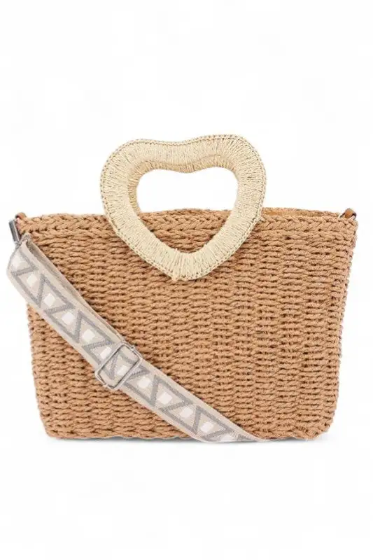 Straw Heart Tote Bag