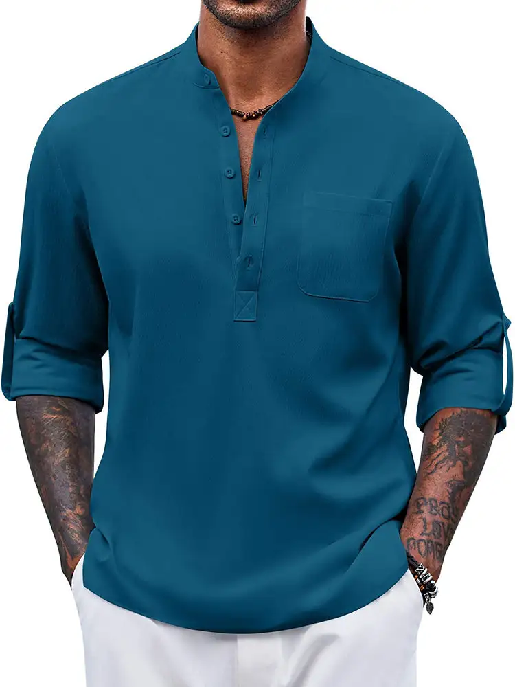 Casual Summer Vacation Henley Shirt