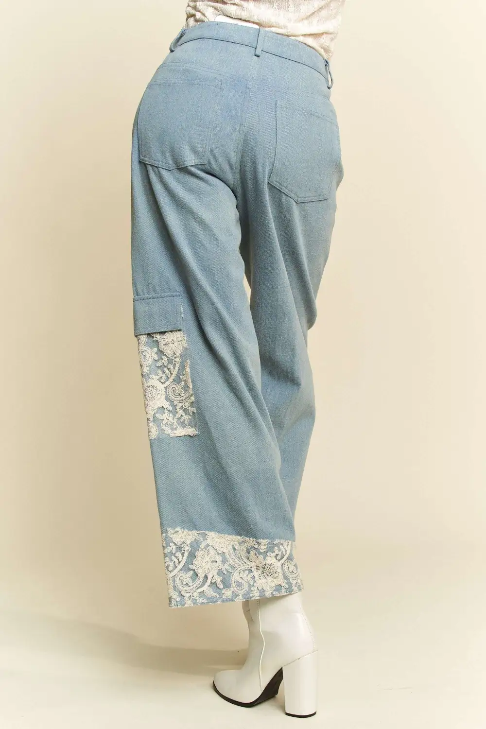 Ribbed Tiered Denim Jeans