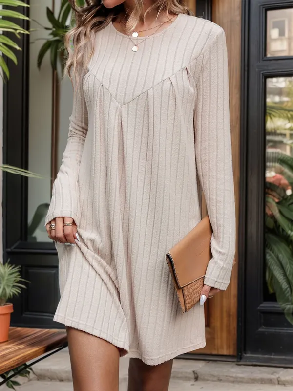 Trim Round Neck Collared Detail Dress