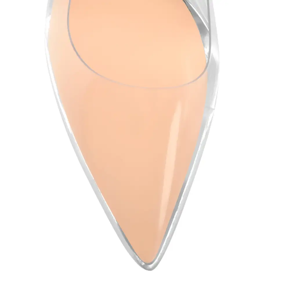 Modern Pointed Toe Transparent Heel Slip On Pumps