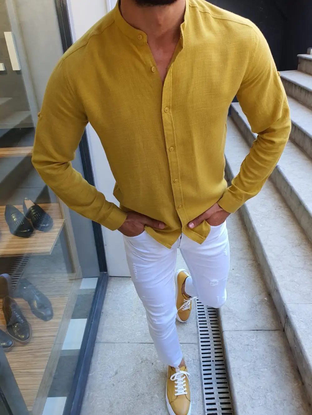 Classic Textured Slim Fit Cotton Casual Shirt