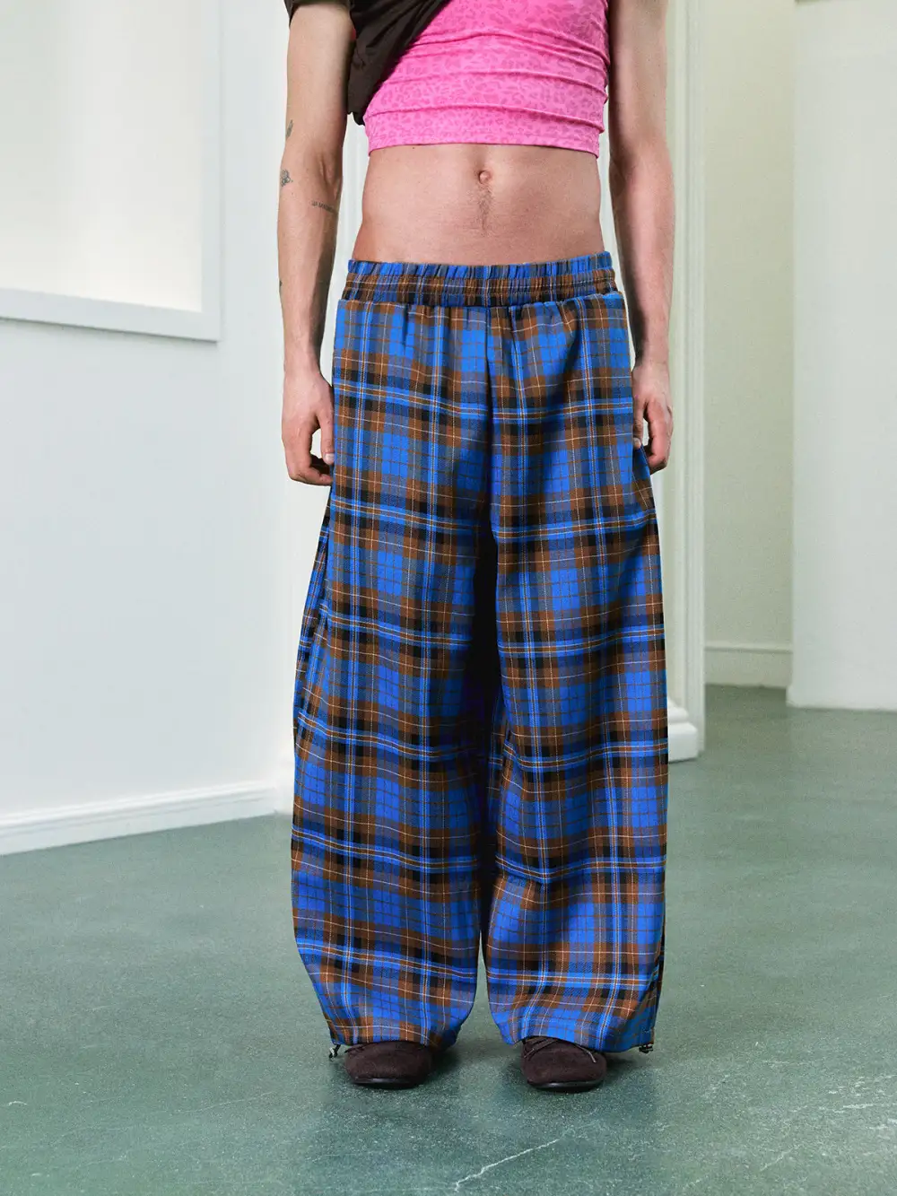 Structured Plaid Pants