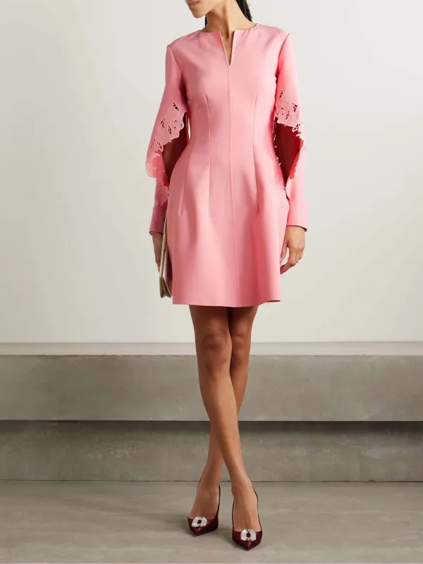 Rose Embroidery Line Elegant Mini Dress